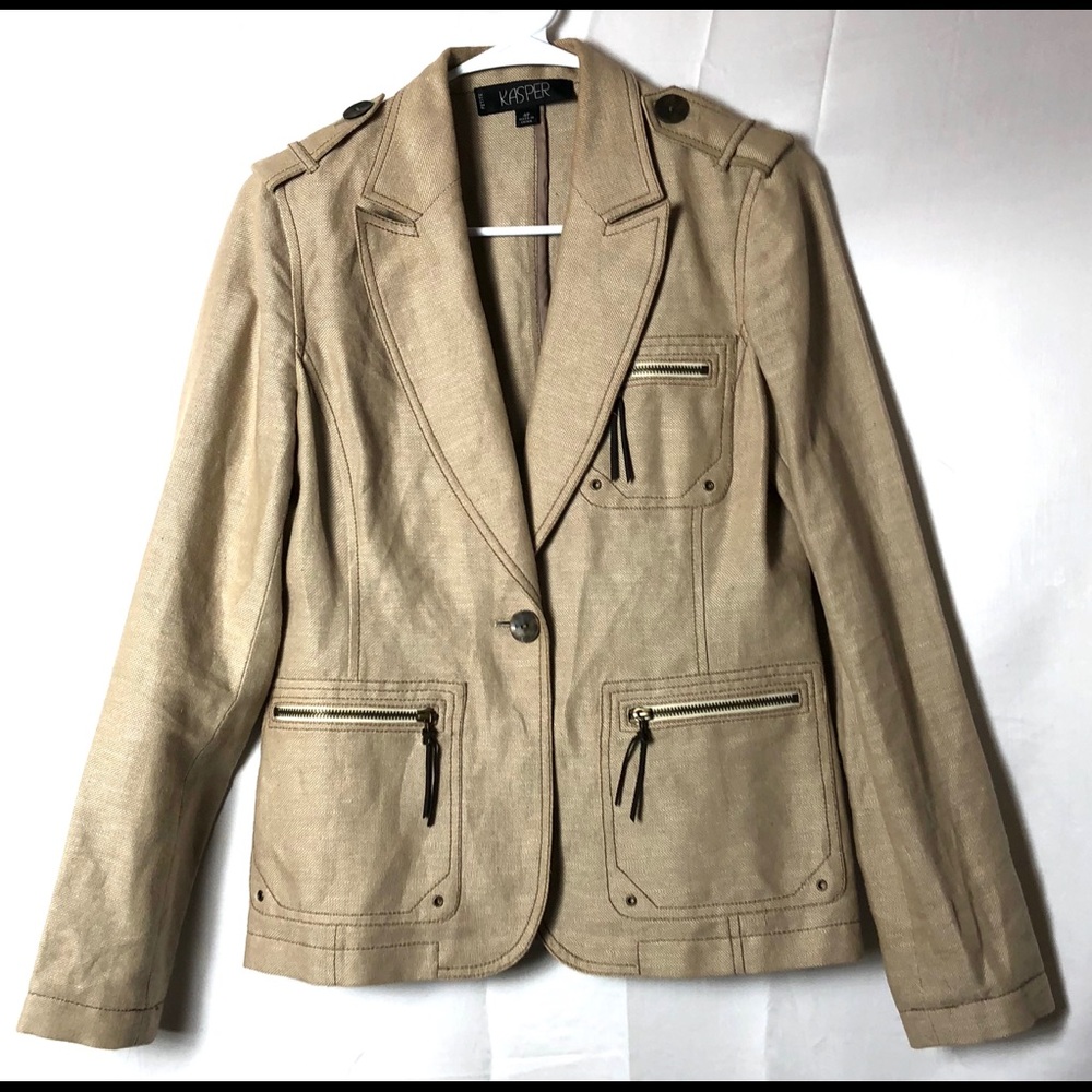 Kasper women’s Sz 4P  khaki tan jacket